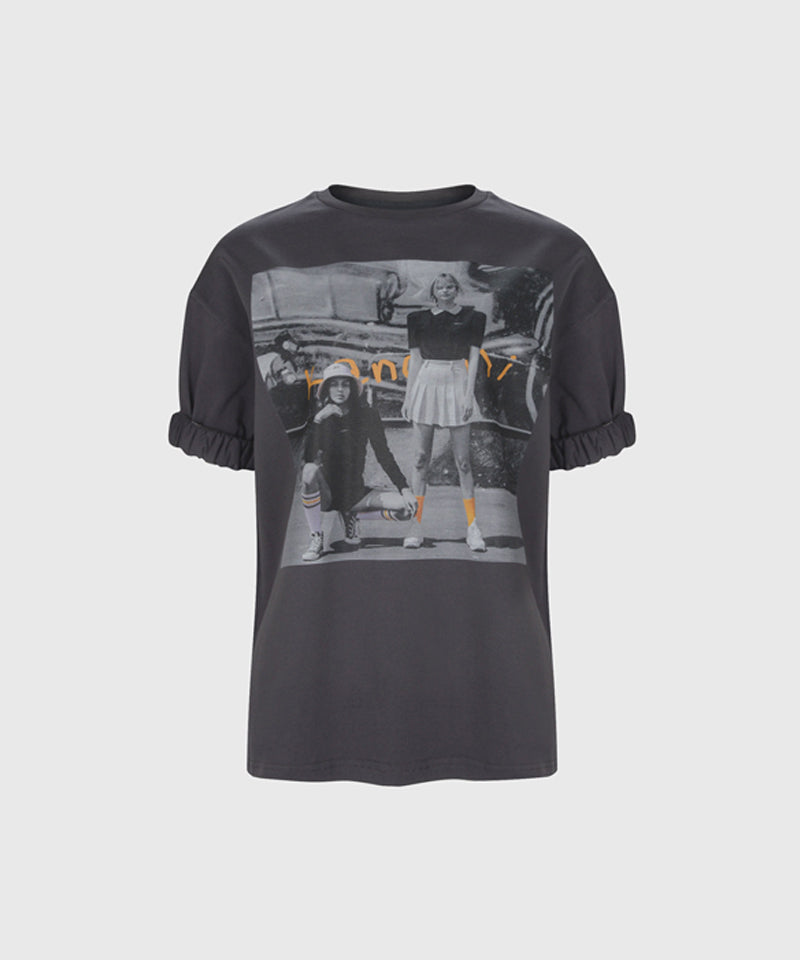 KANDINI Print T-Shirt - Charcoal