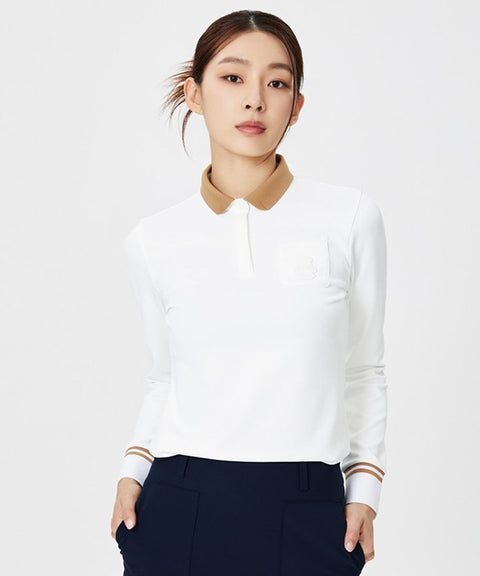 WideAngle: Co Waggle Pocket Point Polo T-Shirt L - Off-White
