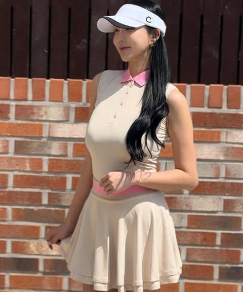 CHUCUCHU Some Knit Collar Sleeveless Top - 2 Colors