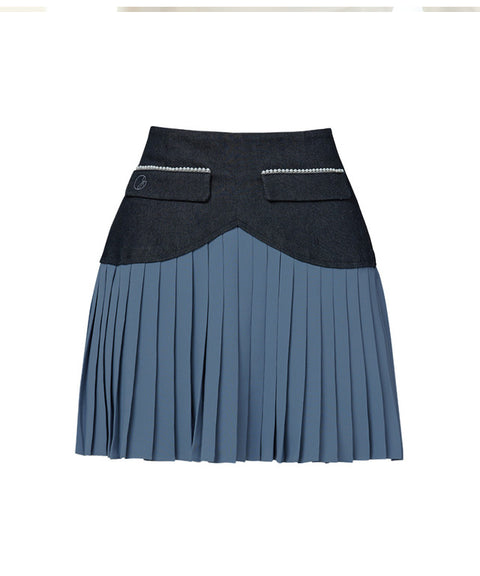 J.Jane Heart Shape Pleats Skirt - Denim