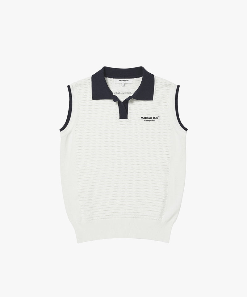 MCC Women's Sleeveless Knit Polo Shirt - White