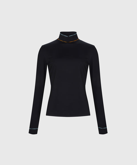 KANDIN High-Neck Long Sleeve T-Shirt - Black