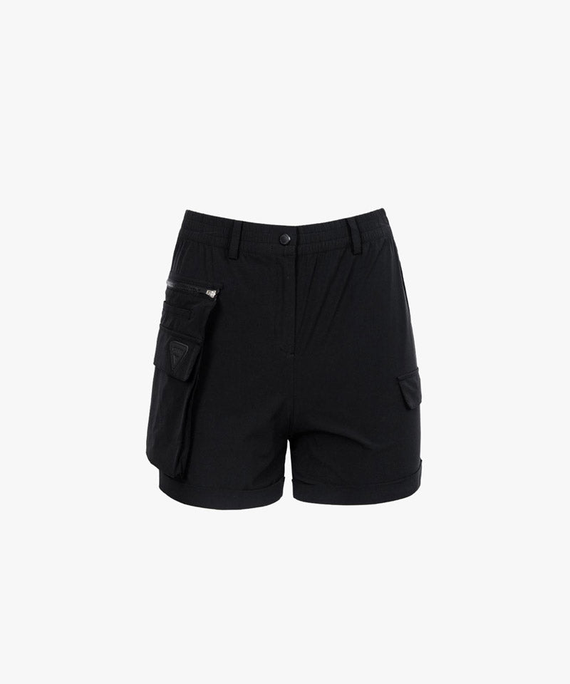 CREVE NINE: Multi-Pocket Point Anorak Shorts - Black