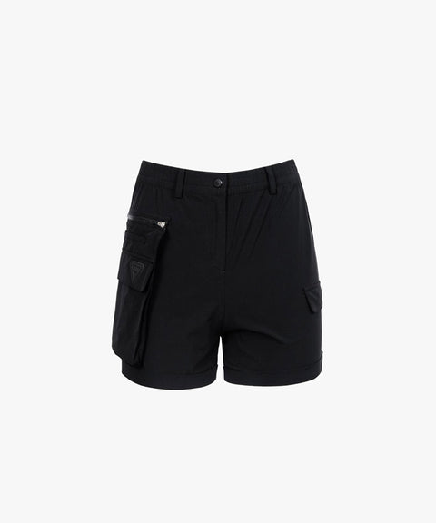 CREVE NINE: Multi-Pocket Point Anorak Shorts - Black