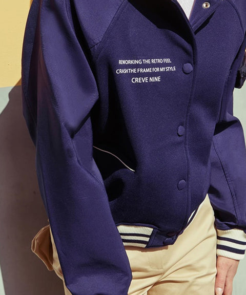 CREVE NINE: Women's Varsity Jacket - Navy