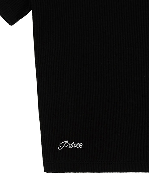 PIV'VEE Lace Ribbed T-shirt - Ebony Black