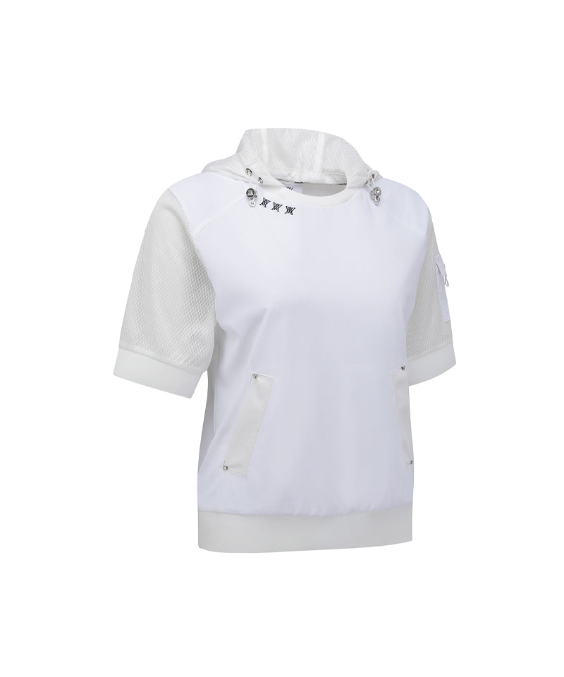 ☆ANEW GOLF☆ HOODY POCKET SHORT T-SHIRT ANEW Golf Women's SM Hoody Pocket Short T-Shirt - White