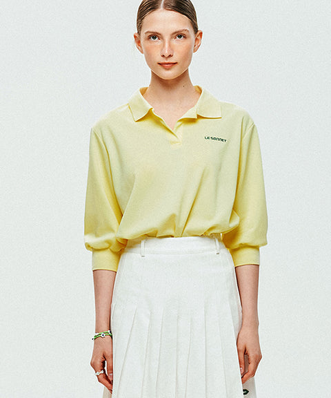 [SAMPLE SALE]LE SONNET Simple Polo Shirts - Lemon Yellow