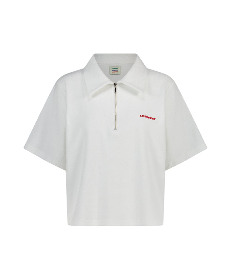 LE SONNET Terry Zip-Up T - White