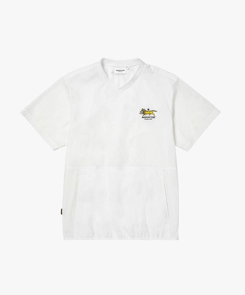 MCC V-Neck Stretch Nylon Wind Pullover - White