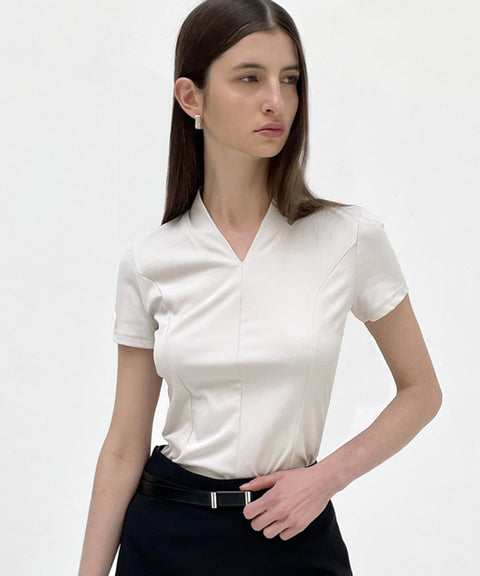 Anell Golf Easy Shawl Collar Top - Light Beige