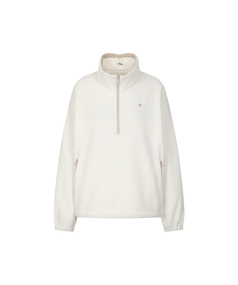 Monday Flow Half Zip-Up Warm Soft Fleece Top - Ivory