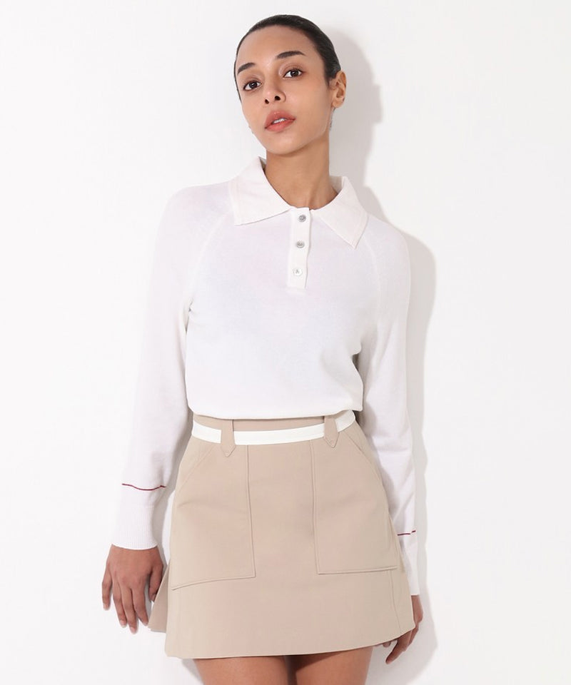 AVEN Women's Basic Polo Knit - White