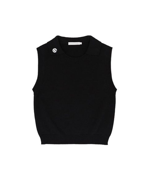 PIV'VEE Sleeveless Knit Collar Top - 2 colors
