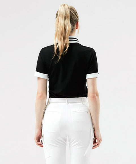 HENRY STUART Women's Rib Collar T-Shirt - Black