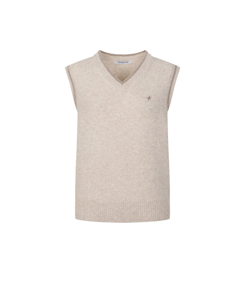 Monday Flow Logo Warm Knit Vest - Beige
