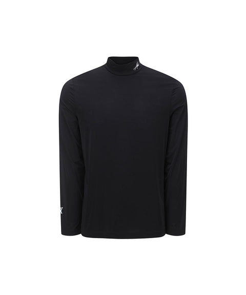 Men's Mock Neck Cooling Base Layer - Black