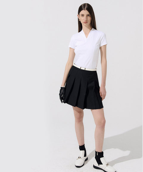 Anell Golf Easy Shawl Collar Top - White