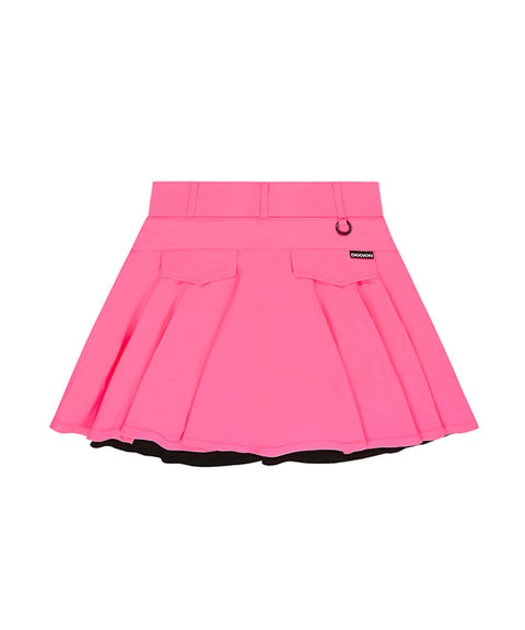 CHUCUCHU Ten Double Flare Skirt - Neon Pink