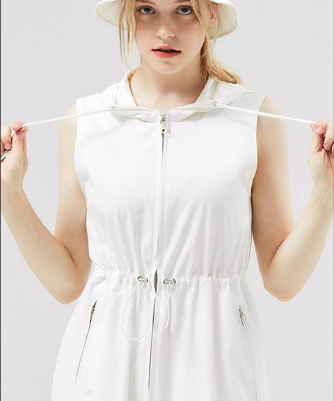 HENRY STUART Women's Hooded Sleeveless Dress - White