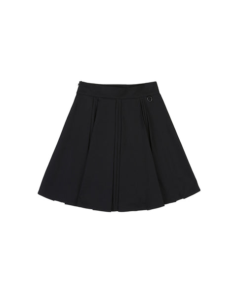 Haley Women's Pleated Flare Midi Skirt - Black