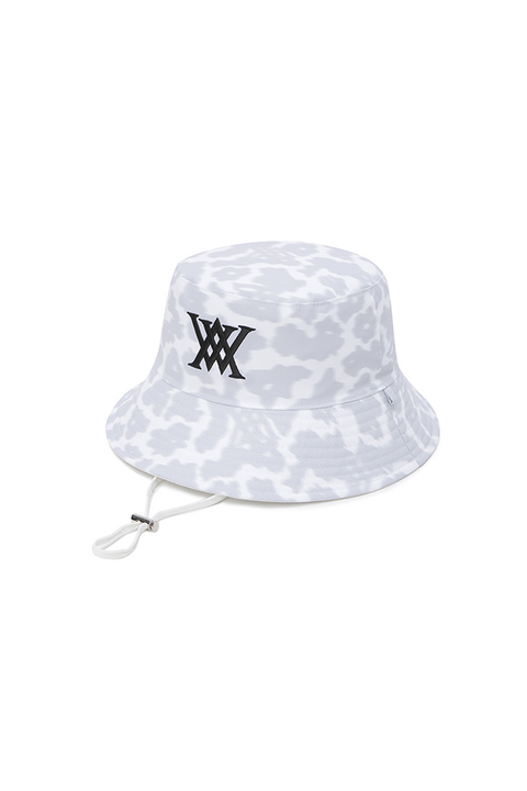 Unisex Flower Pattern Reversible Bucket Hat - White