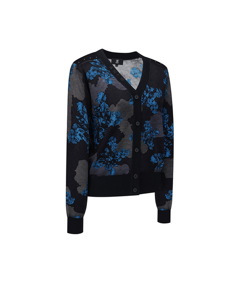 Women's FA Flower Pattern Knit Cardign - Black