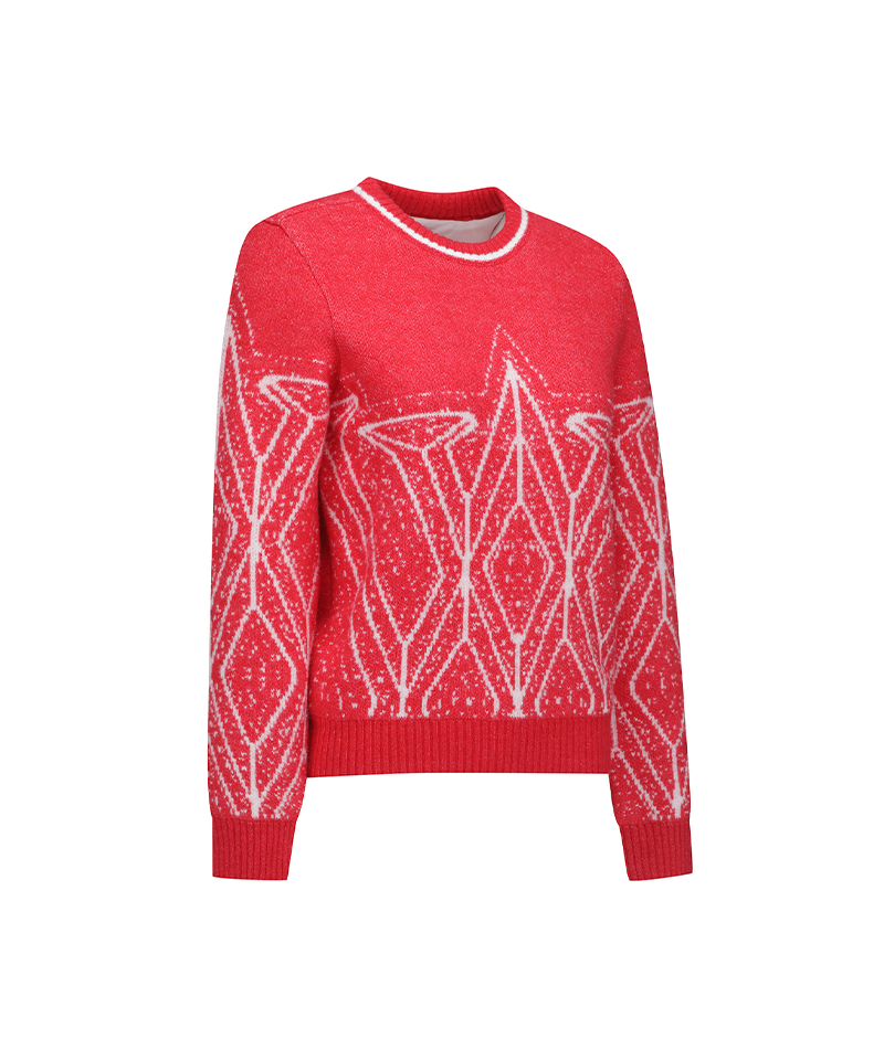 Women's WI Fuzzy Logo Point Sweater - Red