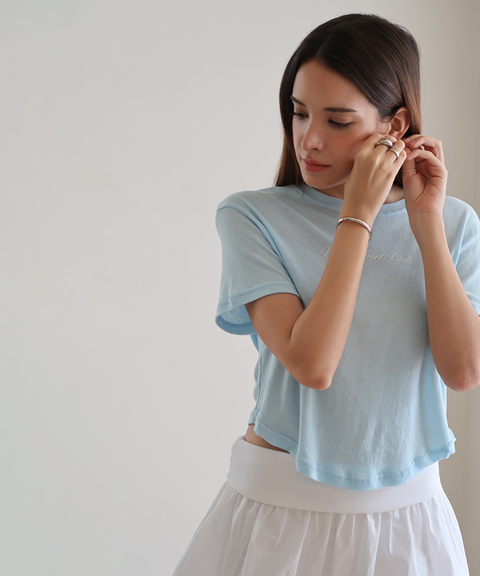 PIV'VEE Curved Hem T-shirt - Airy Blue