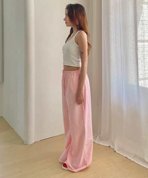 PIV'VEE Easy Stripe Pants - Bubble Pink