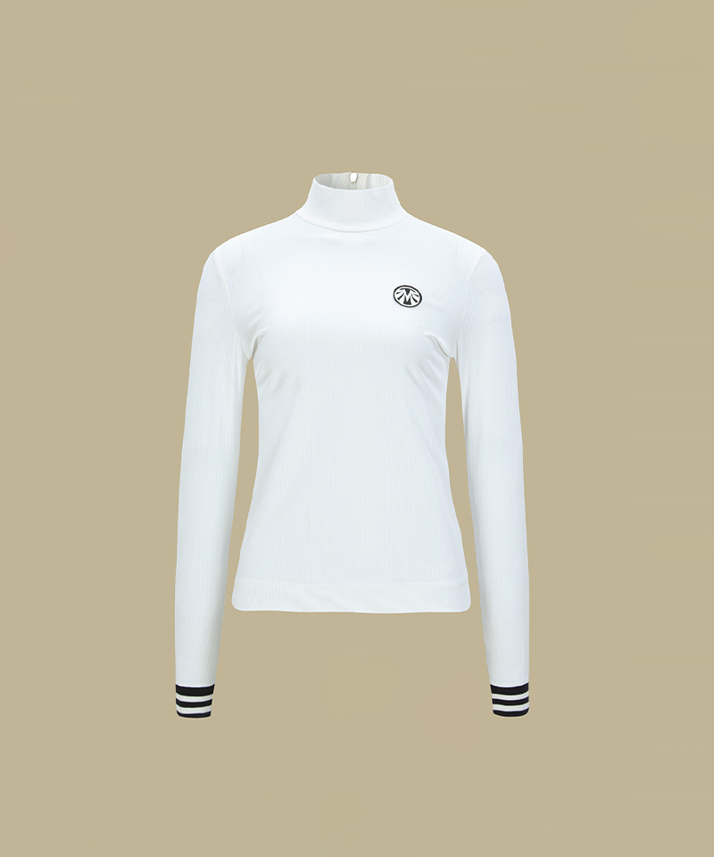 Mahes Saint Signature Black Label Hyperstretch Slim Golji Half-Neck Zipper T-Shirt - White