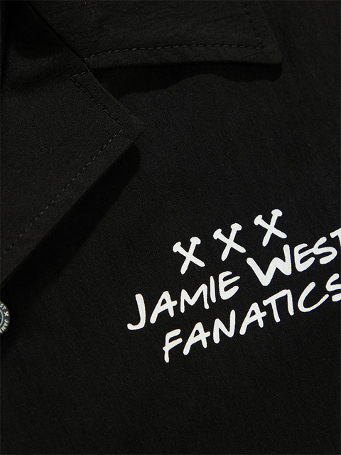 Jamie West Lettering Open Collar Shirts - Black