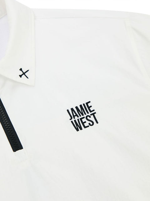 Jamie West Nylon Half Zip-up Ventilation P-Shirts - White
