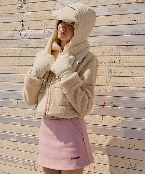 KANDINI Cropped Fleece Jacket - Light Beige