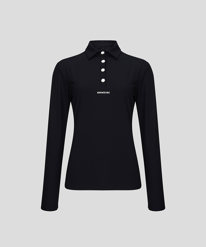 KANDINI EdgeLine Long Sleeve Polo - Black