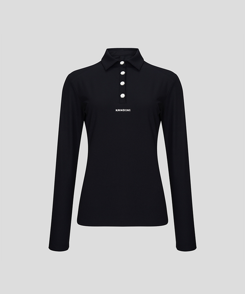 KANDINI EdgeLine Long Sleeve Polo - Black