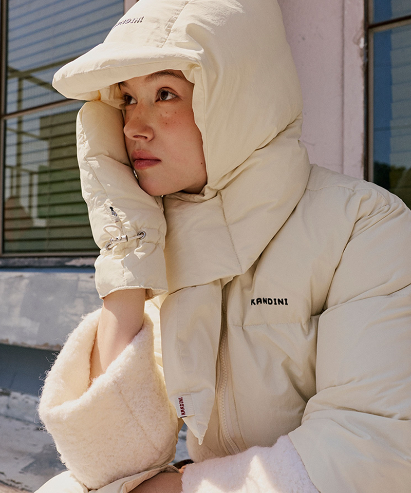 KANDINI Goose Down Hood Scarf - Cream
