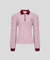 KANDINI Striped Puff Sleeve Zip-up Polo Shirt (Long Sleeve) - Wine