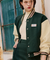 KANDINI  Wool Touch Varsity Jacket - Dark Green
