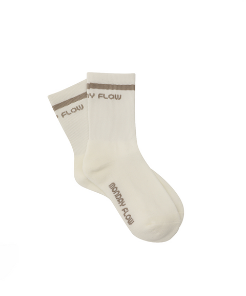 Monday Flow Lettering Socks - White