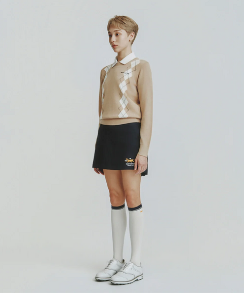 MCC Women's Argyle Crew Neck Sweater - Beige