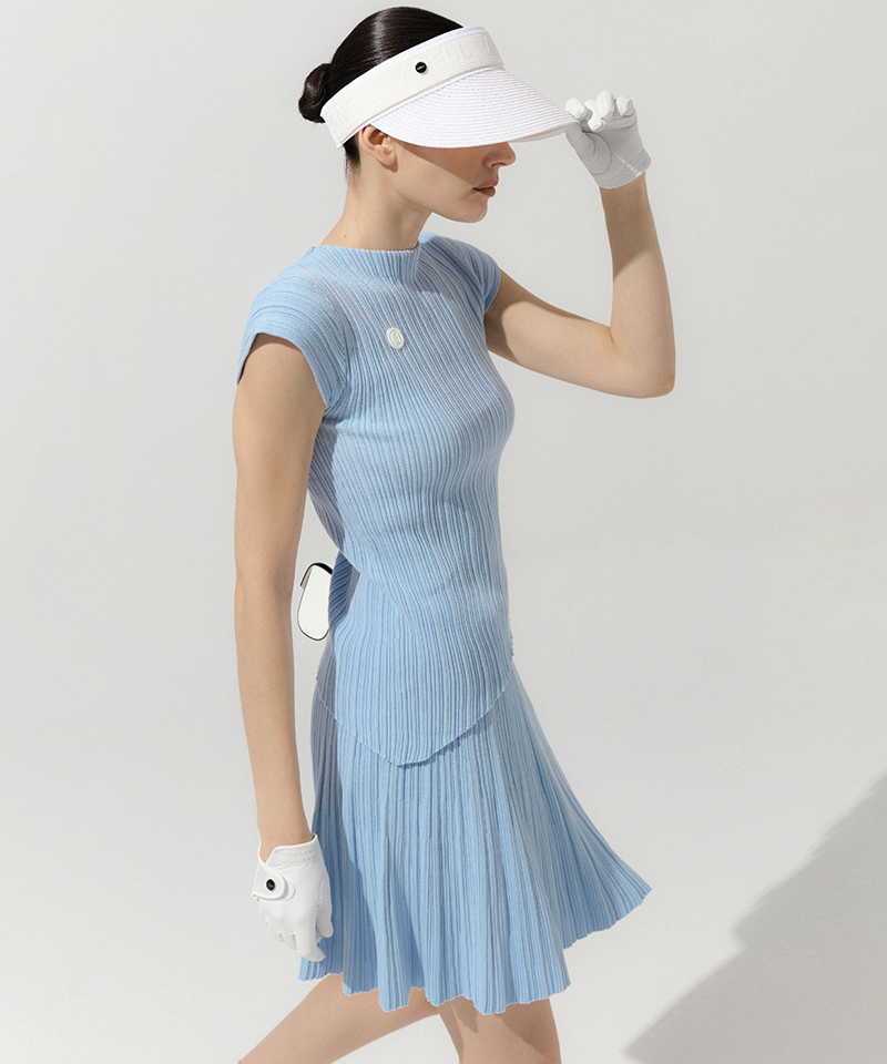 Anell Golf Miyake Cool Pleats Top - Blue