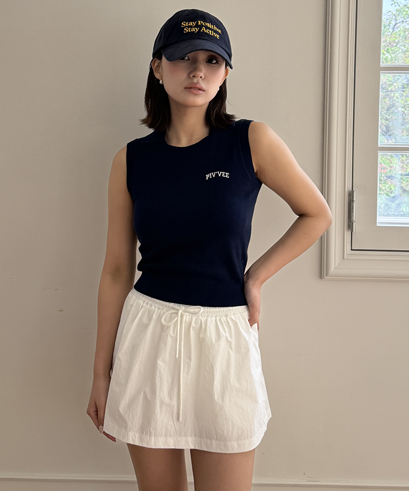 PIV'VEE Giant Smiley Sleeveless Knit Top - Ocean Navy