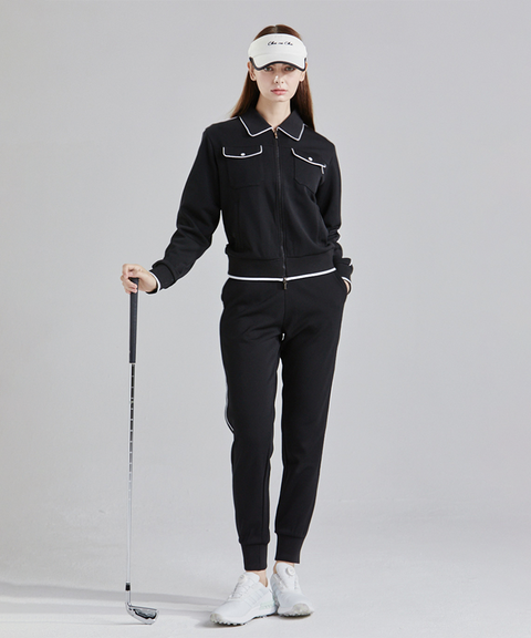 Piping Banding Jogger Pants - Black