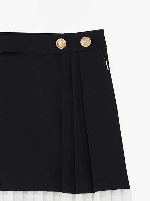 GFJ Golf Women's Double Pleat Layer Skirt - Black