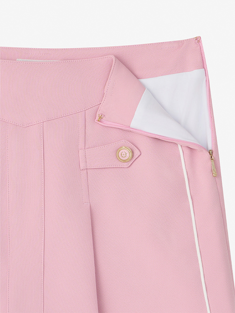 GFJ Golf Women's Front Piping Tuck Skirt - Pink