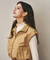 LENUCU Color Combination Mock Neck Inner Tee - Beige / White