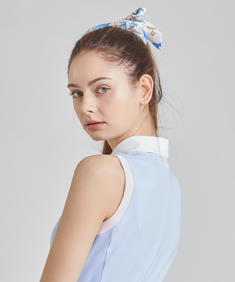 CHUCUCHU Ribbon Scrunchie Hair Tie - Flower Blue
