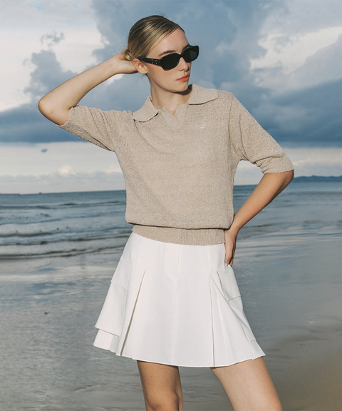 OBER Golf Side Pleated Skirt - White