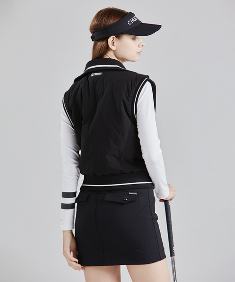 Corduroy Two-Way Padded Vest - Black